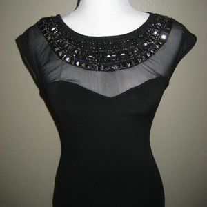 Frederick's of Hollywood Black Tight Stretch Dress Beaded Mesh Size Small S NWT